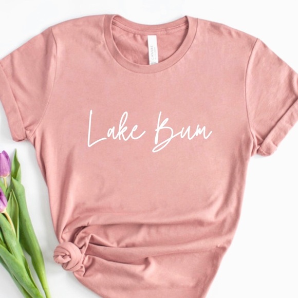 Lake Bum Crew Neck Short Sleeve Tee Shirt Lake Lover Vacation Shirt - Picture 2 of 8